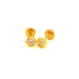 Aretes (flor) para bebes con circones en oro amarillo 18kt.