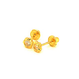 Aretes (flor) para bebes con circones en oro amarillo 18kt.