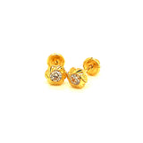 Aretes (flor) para bebes con circones en oro amarillo 18kt.