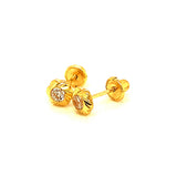 Aretes (flor) para bebes con circones en oro amarillo 18kt.