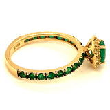 Anillo de esmeraldas y diamantes en oro amarillo 14kt. EM-1.29CTS. D-0.17CTS.