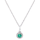 Collar de esmeraldas con diamantes en oro blanco 10kt. 45CM EM-0.15CTS. D-0.04CTS.