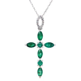 Collar de esmeraldas con diamantes en oro blanco 10kt. 45CM EM-0.75CTS. D-0.06CTS.