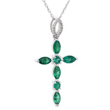 Collar de esmeraldas con diamantes en oro blanco 10kt. 45CM EM-0.75CTS. D-0.06CTS.