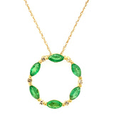 Collar de esmeraldas con diamantes en oro amarillo 10kt. 45CM EM-0.90CTS. D-0.10CTS.