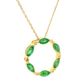 Collar de esmeraldas con diamantes en oro amarillo 10kt. 45CM EM-0.90CTS. D-0.10CTS.