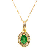 Collar de esmeraldas con diamantes en oro amarillo 10kt. 45CM EM-0.45CTS. D-0.04CTS.