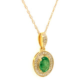 Collar de esmeraldas con diamantes en oro amarillo 10kt. 45CM EM-0.45CTS. D-0.04CTS.