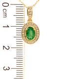 Collar de esmeraldas con diamantes en oro amarillo 10kt. 45CM EM-0.45CTS. D-0.04CTS.