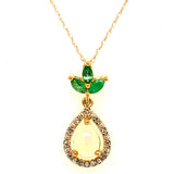 Collar con esmeraldas, ópalo y diamantes en oro amarillo 10kt. 45CM EM-0.17CTS. OP-0.40CTS. D-0.05CTS.