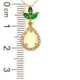 Collar con esmeraldas, ópalo y diamantes en oro amarillo 10kt. 45CM EM-0.17CTS. OP-0.40CTS. D-0.05CTS.