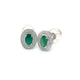 Aretes de esmeraldas con diamantes en oro blanco 14kt. EM-0.33CTS. D-0.05CTS.