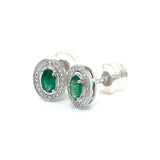 Aretes de esmeraldas con diamantes en oro blanco 14kt. EM-0.33CTS. D-0.05CTS.