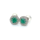 Aretes de esmeraldas con diamantes en oro blanco 14kt. EM-0.55CTS. D-0.20CTS.