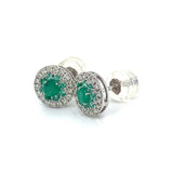 Aretes de esmeraldas con diamantes en oro blanco 14kt. EM-0.55CTS. D-0.20CTS.