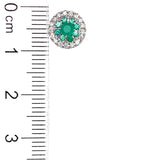 Aretes de esmeraldas con diamantes en oro blanco 14kt. EM-0.55CTS. D-0.20CTS.