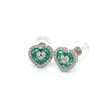 Aretes de esmeraldas con diamantes en oro blanco 14kt. EM-0.33CTS. D-0.25CTS.