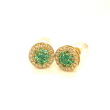 Aretes de esmeraldas con diamantes en oro amarillo 14kt. EM-0.55CTS. D-0.20CTS.
