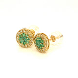 Aretes de esmeraldas con diamantes en oro amarillo 14kt. EM-0.55CTS. D-0.20CTS.