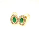 Aretes de esmeraldas con diamantes en oro amarillo 14kt. EM-0.33CTS. D-0.05CTS.