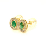 Aretes de esmeraldas con diamantes en oro amarillo 14kt. EM-0.33CTS. D-0.05CTS.