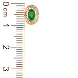 Aretes de esmeraldas con diamantes en oro amarillo 14kt. EM-0.33CTS. D-0.05CTS.