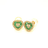 Aretes de esmeraldas con diamantes en oro amarillo 14kt. EM-0.33CTS. D-0.25CTS.