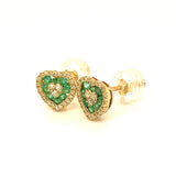 Aretes de esmeraldas con diamantes en oro amarillo 14kt. EM-0.33CTS. D-0.25CTS.