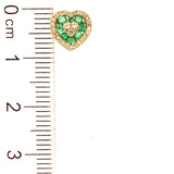 Aretes de esmeraldas con diamantes en oro amarillo 14kt. EM-0.33CTS. D-0.25CTS.