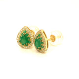 Aretes de esmeraldas con diamantes en oro amarillo 14kt. EM-0.45CTS. D-0.20CTS.