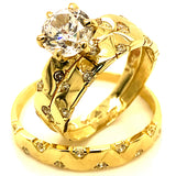 Trío de anillos con circones en oro amarillo 10kt.