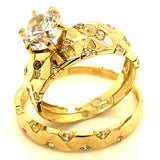 Trío de anillos con circones en oro amarillo 10kt.