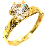 Trío de anillos con circones en oro amarillo 10kt.