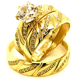 Trío de anillos con circones en oro amarillo 10kt.