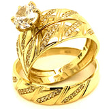 Trío de anillos con circones en oro amarillo 10kt.