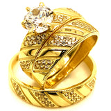 Trío de anillos con circones en oro amarillo 10kt.