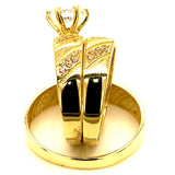 Trío de anillos con circones en oro amarillo 10kt.