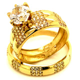 Trío de anillos con circones en oro amarillo 10kt.