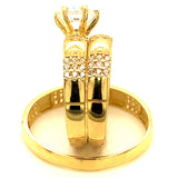 Trío de anillos con circones en oro amarillo 10kt.