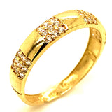 Trío de anillos con circones en oro amarillo 10kt.