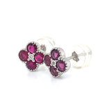 Aretes con rubí y diamantes en oro blanco 14KT
