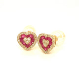 Aretes con rubí y diamantes en oro amarillo 14KT