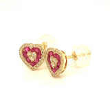 Aretes con rubí y diamantes en oro amarillo 14KT