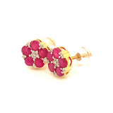 Aretes con rubí y diamantes en oro amarillo 14KT