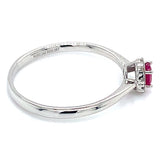 Anillo con rubí y diamantes en oro blanco 14KT