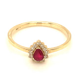 Anillo de rubí con diamantes en oro amarillo 14kt. R-0.22CTS. D-0.08CTS.