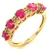 Anillo con rubí y diamantes en oro amarillo 14KT
