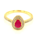 Anillo con rubí y diamantes en oro amarillo 10KT