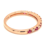 Anillo de rubíes con diamantes en oro rosado 14kt. R-0.20CTS. D-0.17CTS.