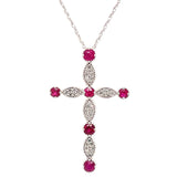 Collar con rubí (Cabouchon) y diamantes en oro blanco 10KT. 45cm